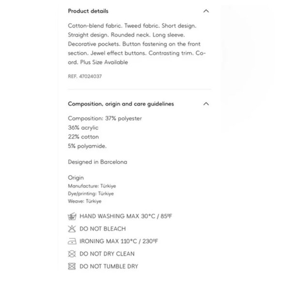 Mango MNG Pocket Tweed Cardigan Sweater Large Off White Black Cotton Blend EUC - Picture 15 of 15